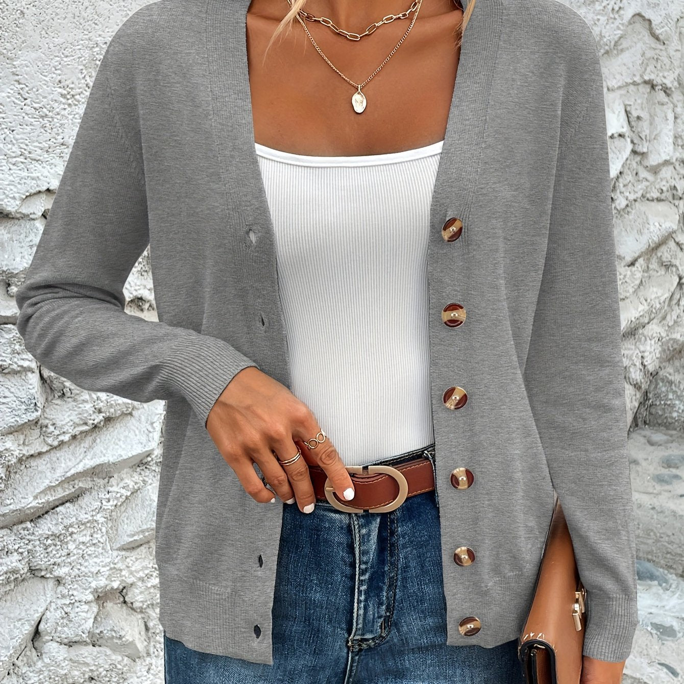 Comfortabel Gebreid Dames Cardigan Met Knoopsluiting