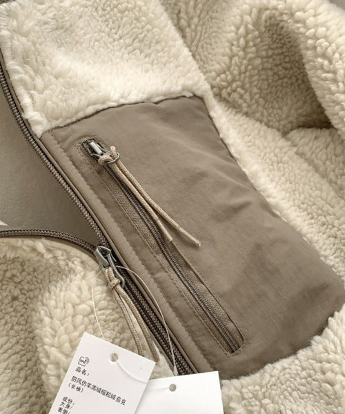 Dames Warme Teddyjas met Hoge Kraag en Ritszak