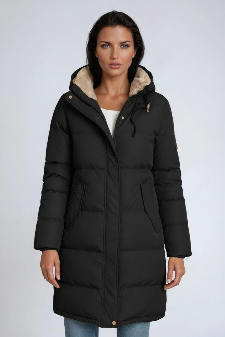 Lange Winterjas voor Vrouwen Gewatteerd met Capuchon en Bont Voering