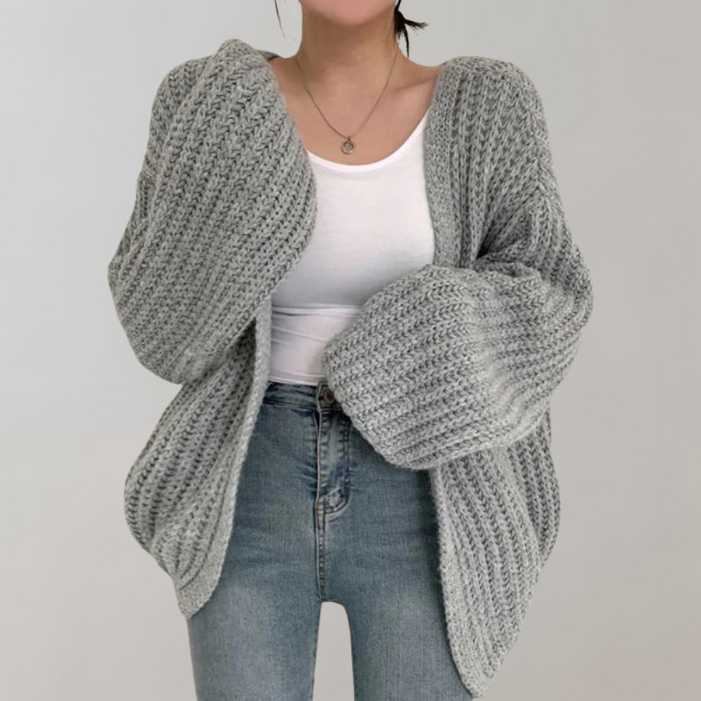 Casual Oversized Ribgebreide Cardigan voor Dames