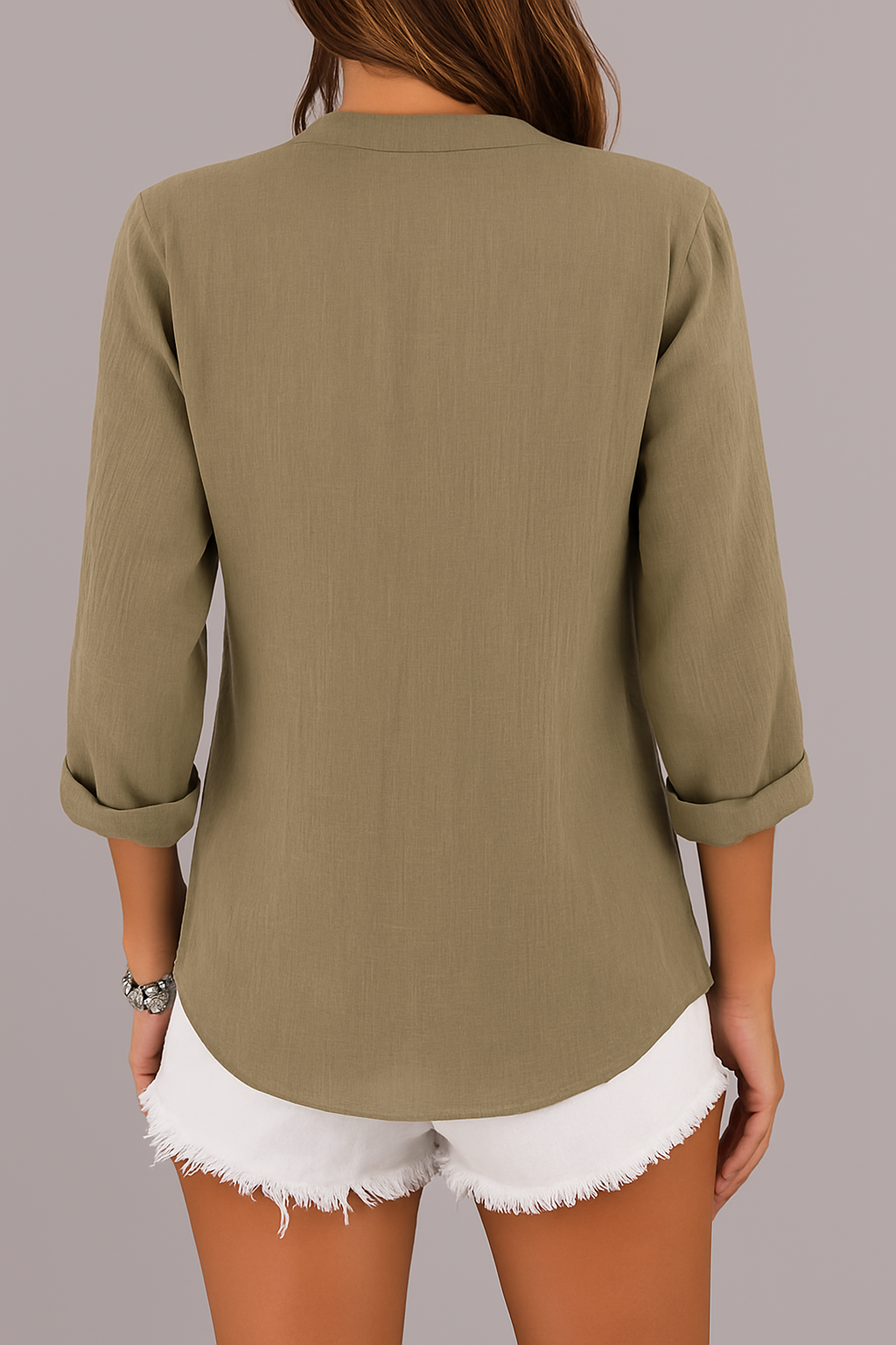 Luchtige V-Hals Blouse Met Knoopsluiting Voor Vrouwen