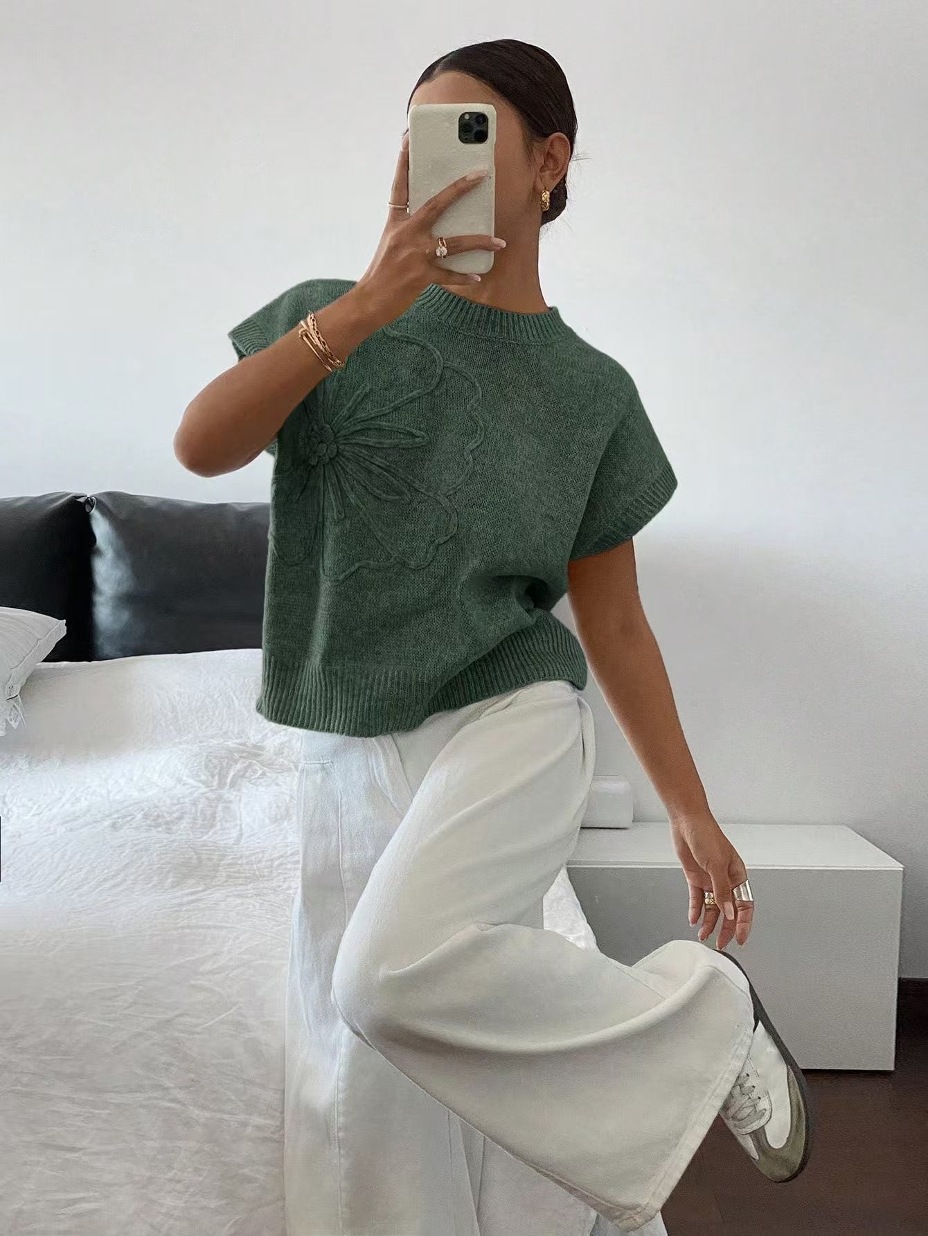 Gebreide Dames Trui Top en Hoge Hals Mouwloos en Zachte Stof