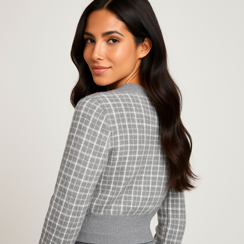 Zacht Gebreid Dames Vest in Tweed-look met Knoopsluiting