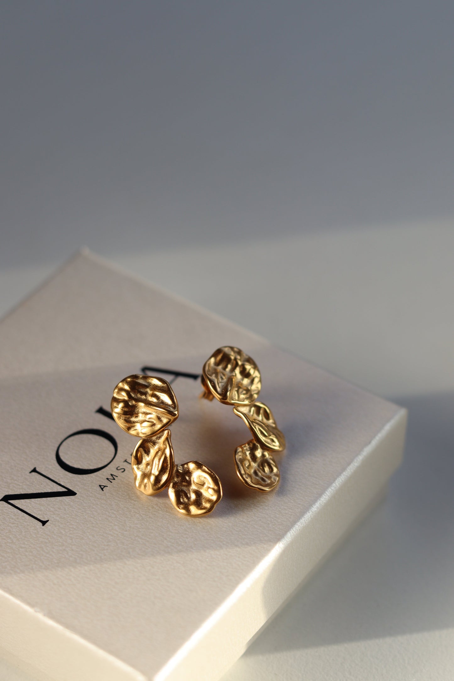 Lauren - Gouden oorbellen met reliëf