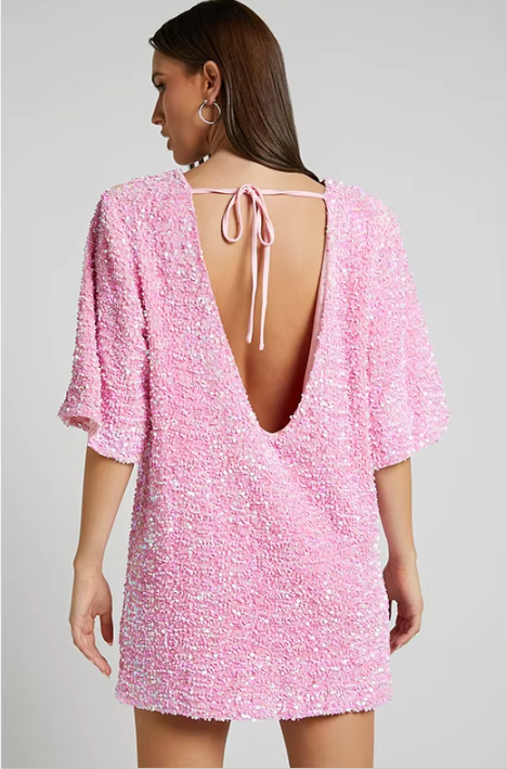 Elegante Glitter Vrouwen Mini Cocktailjurk Met Strik