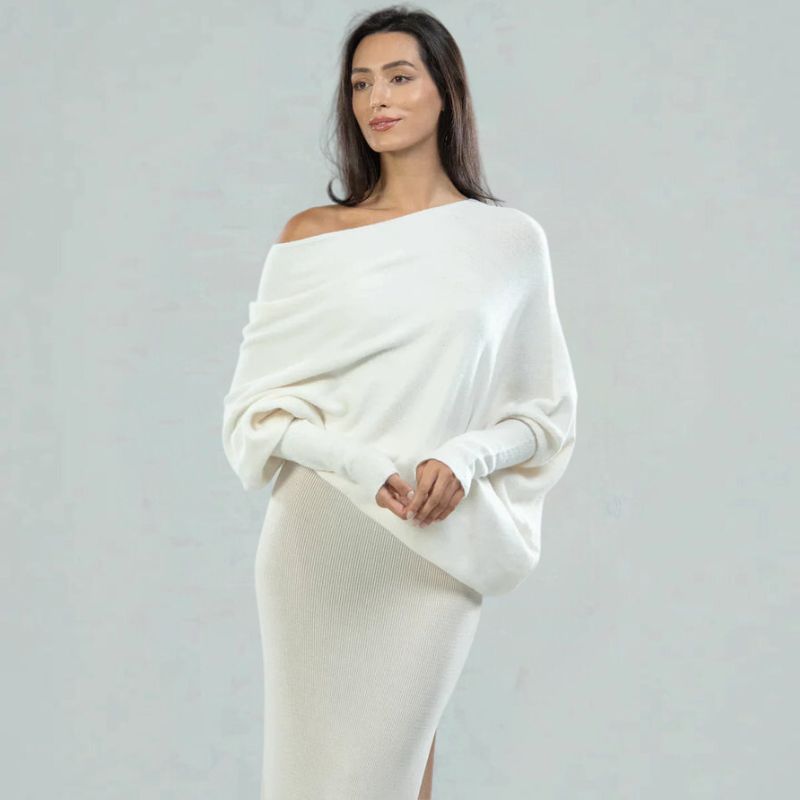 Oversized Gebreide Off Shoulder Trui voor Dames