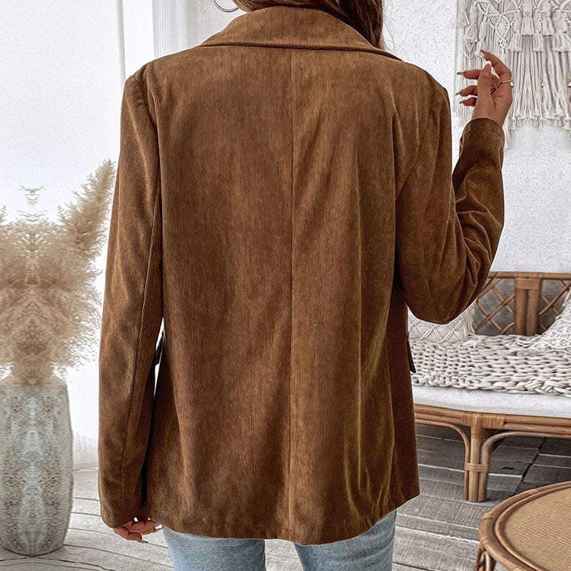 Bruine Zachte Trendy Dames Corduroy Blazer