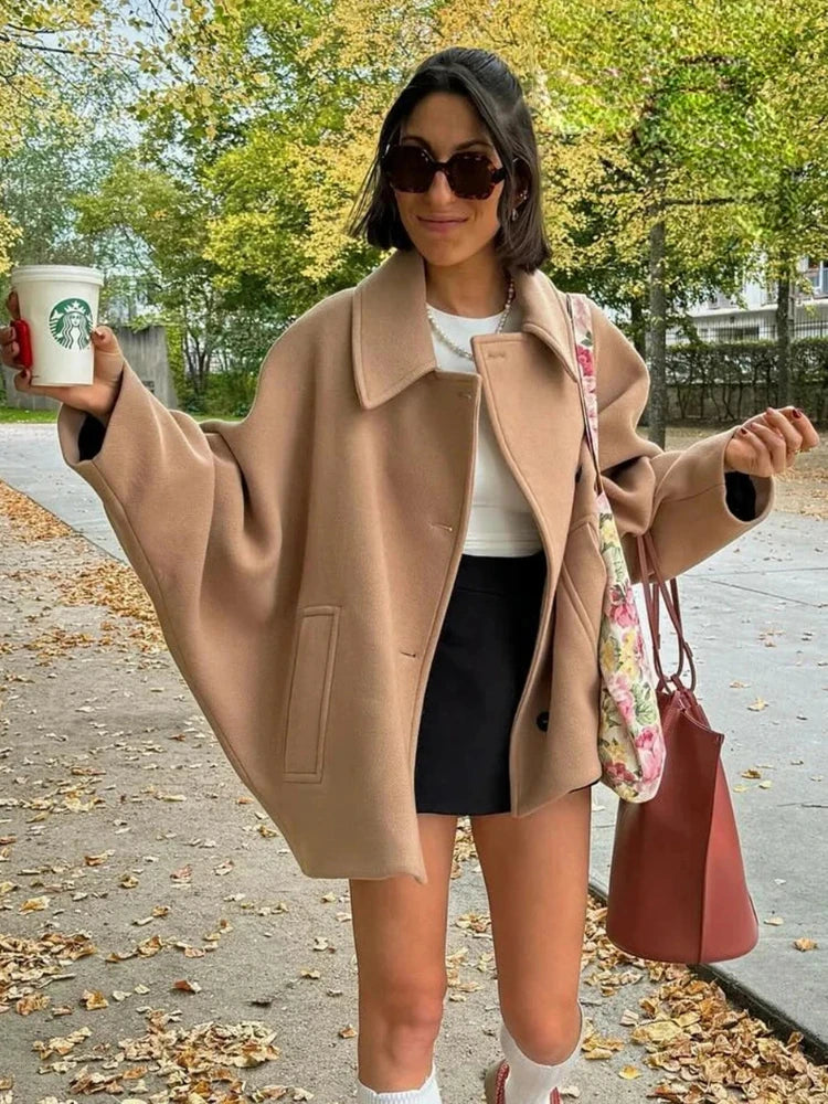 Oversized Elegante Peacoat Winterjas met Zakken Dames