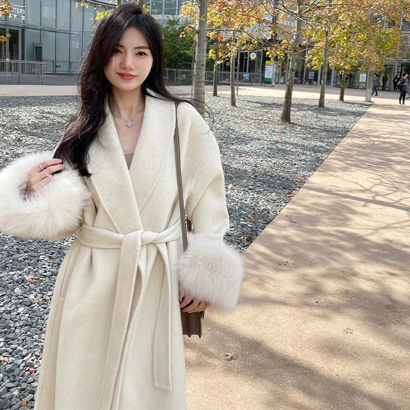 Luxe Zachte Winter Manteljas met Ceintuur Vrouwen