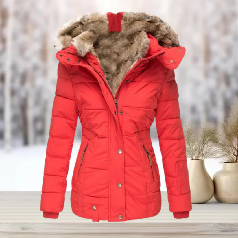 Winter Puffer Jacket Vrouwen Warme Imitatiebont Capuchon