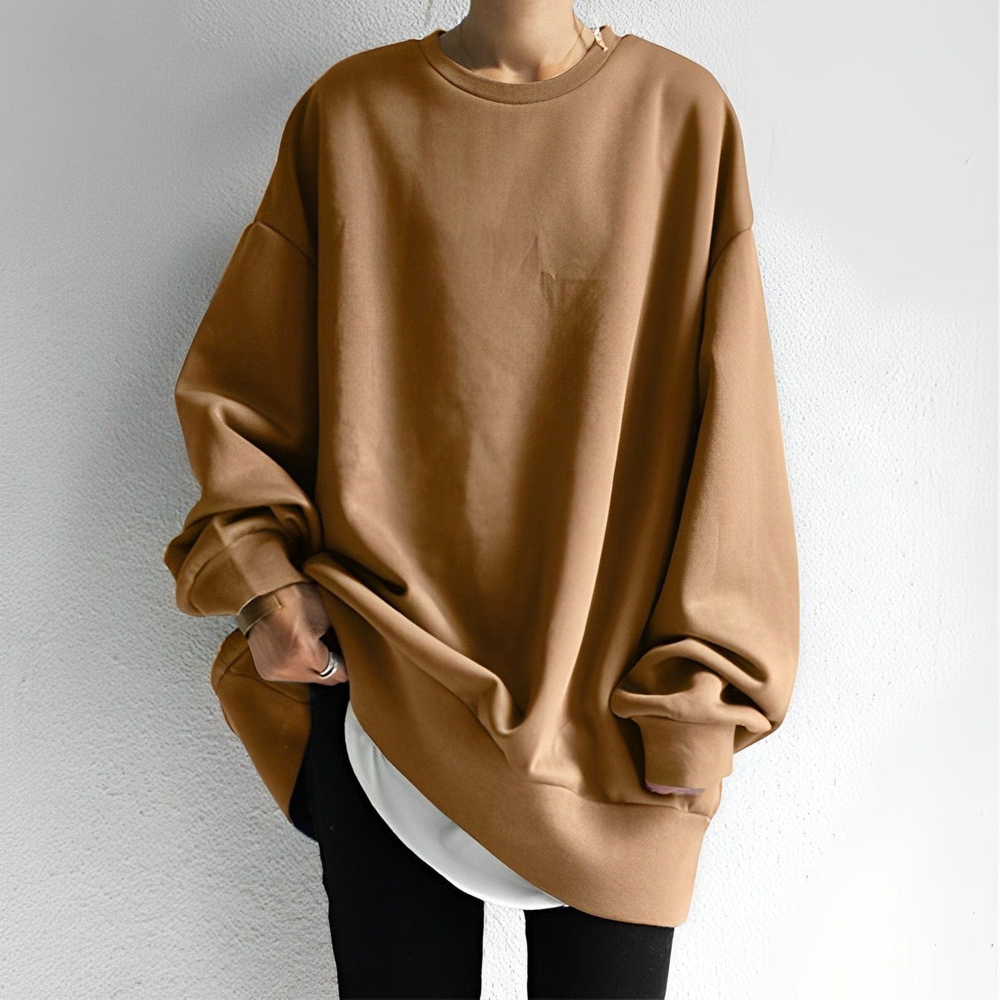 Oversized Vrouwen Sweatshirt met ronde hals en lange mouwen