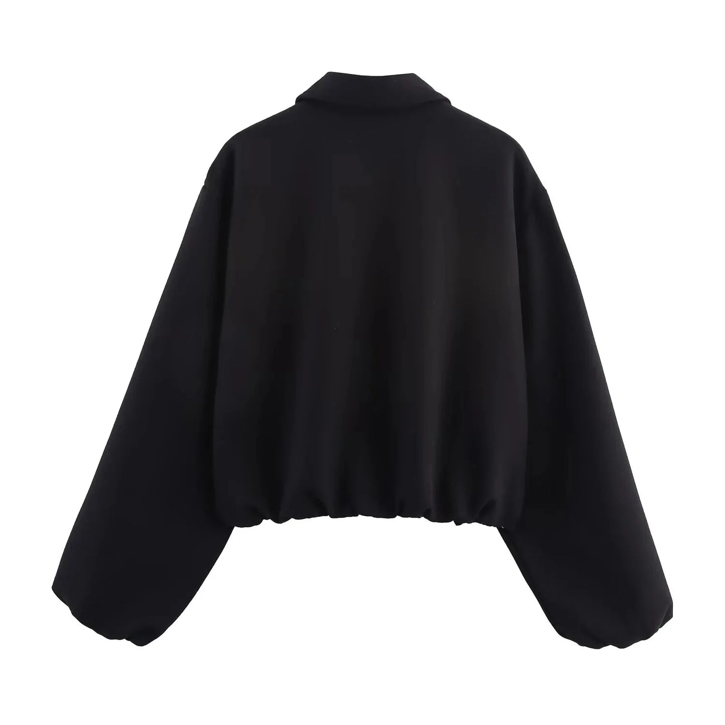 Kort Dames Bomber Jacket met Ritssluiting en Elastische Zoom