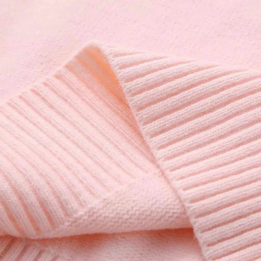 Dames Oversized Gebreide Trui met Ronde Hals en Geribde Boorden