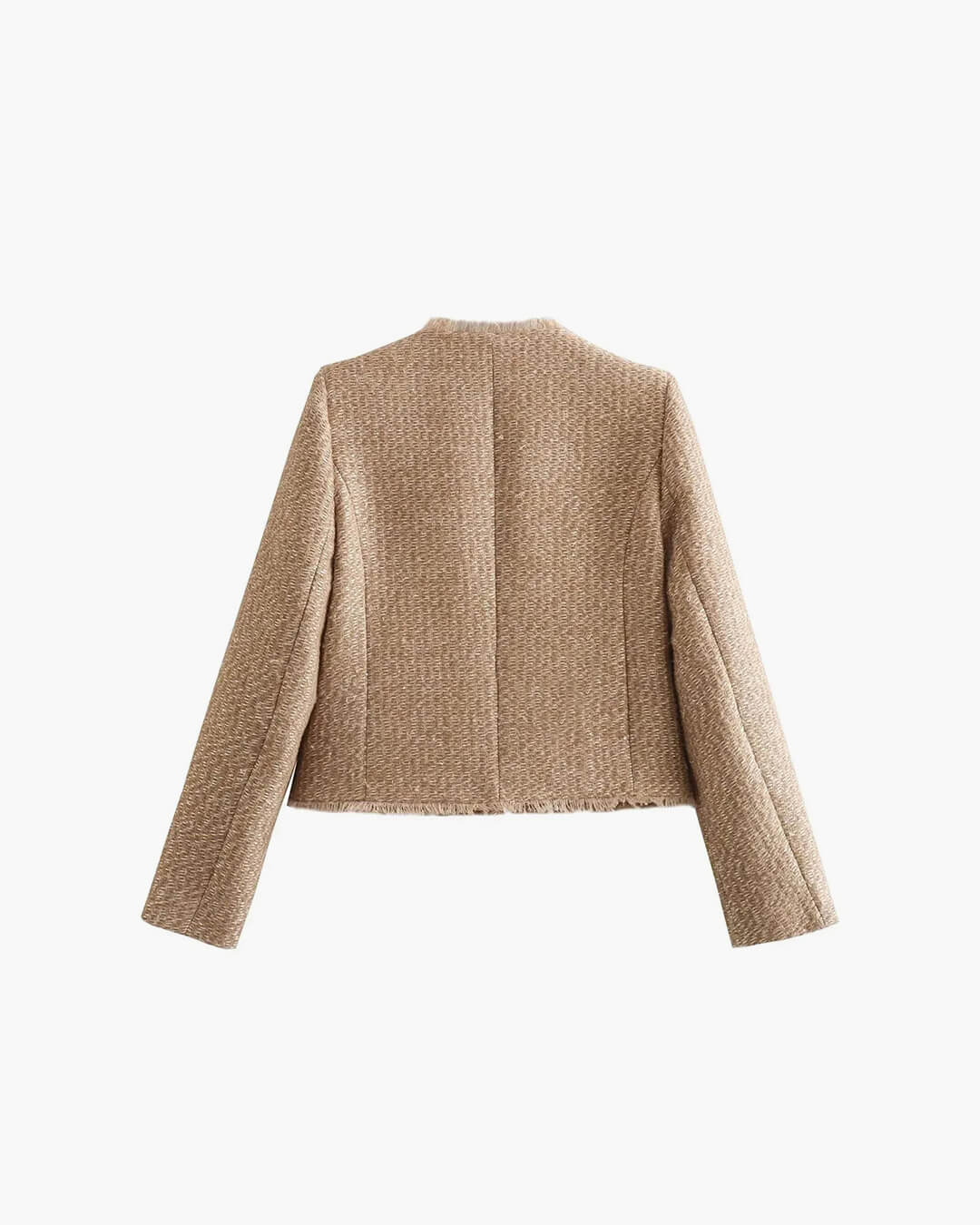 Elegante Tweed Blazer Dames met Zakken en Gouden Knopen