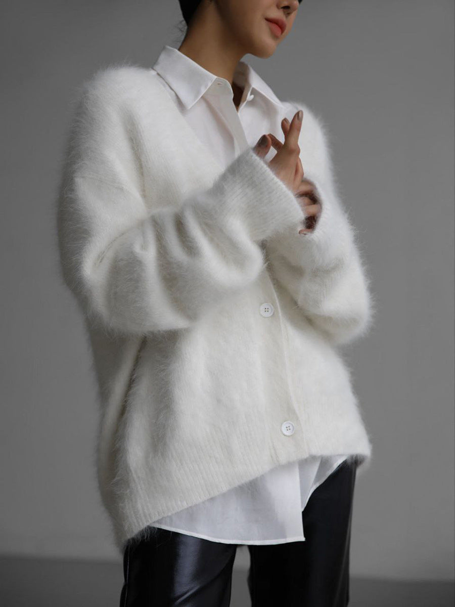 Oversized fluffy cardigan voor vrouwen | V‑hals