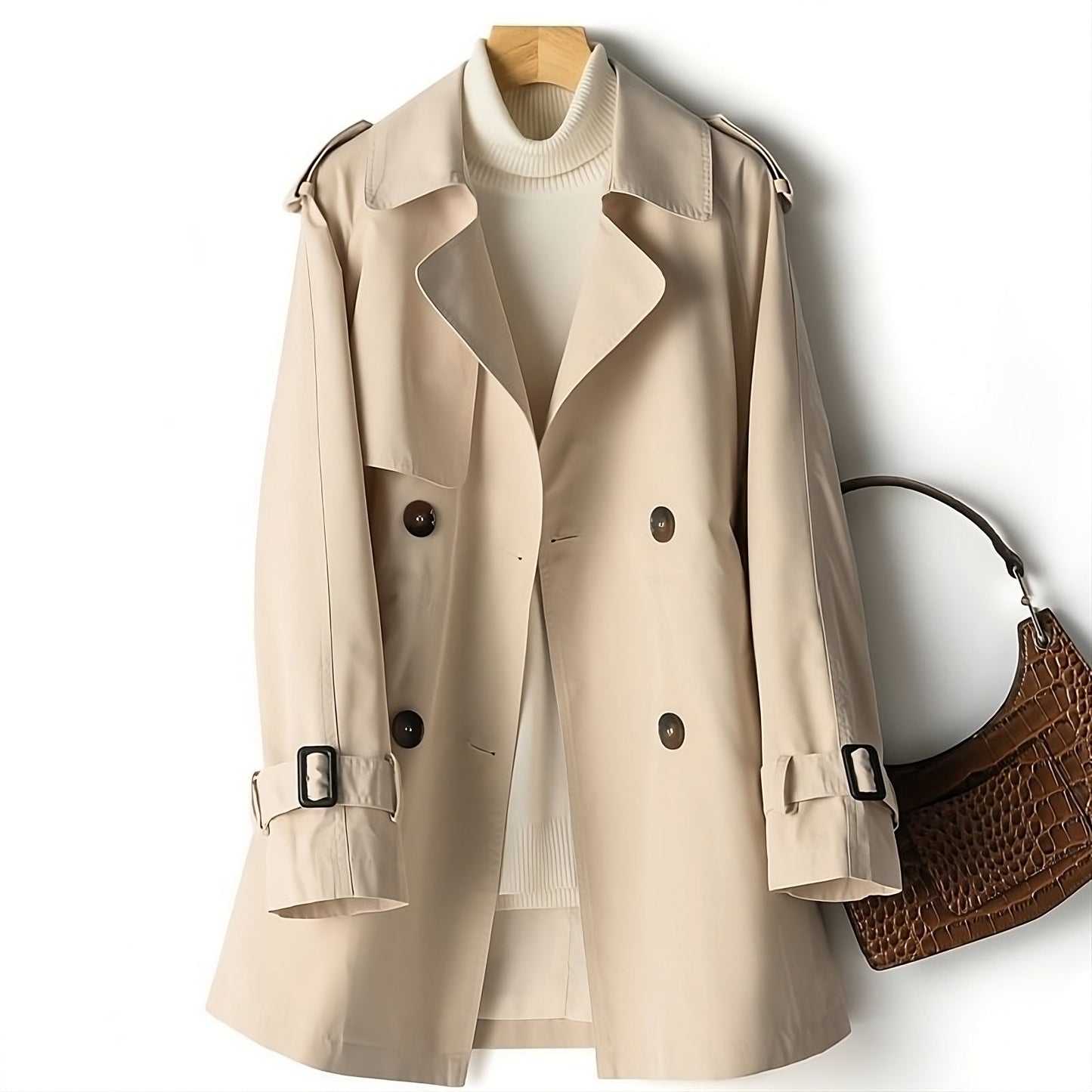 Chique Vrouwen Mini Trenchcoat Lente met Ceintuur