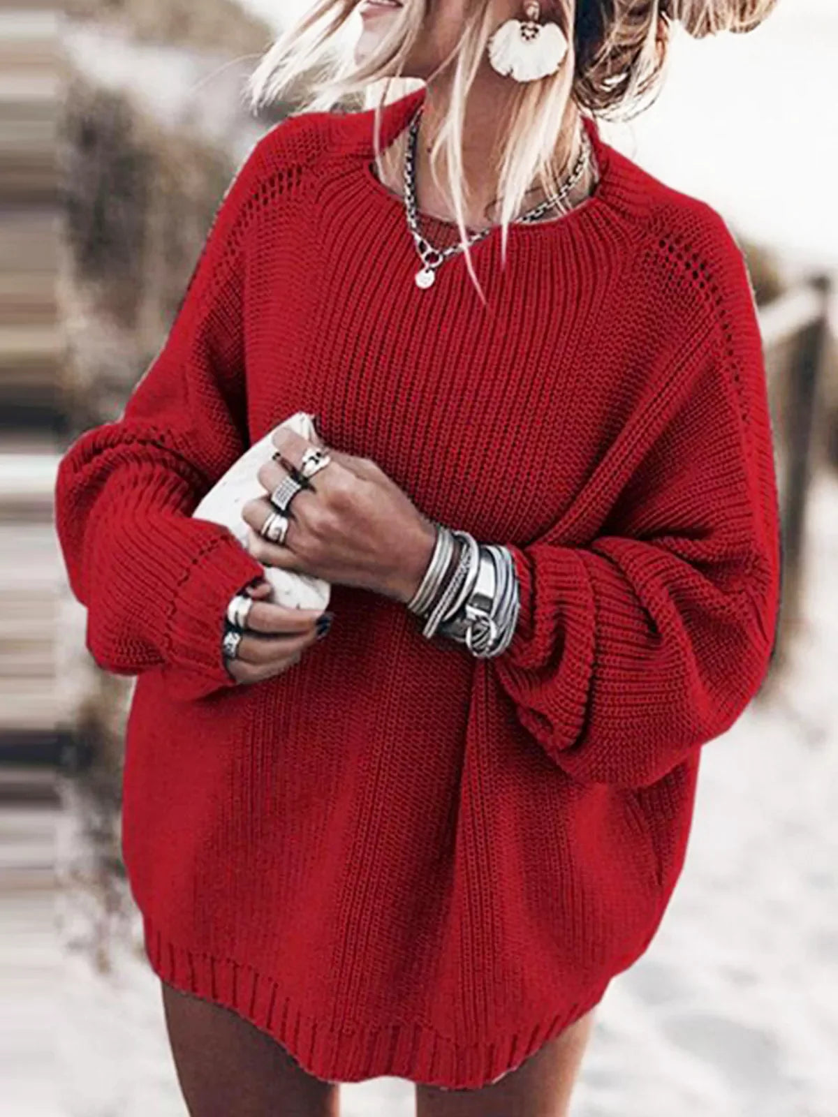 Oversized Gebreide dames Set met Mini Rok en Trui