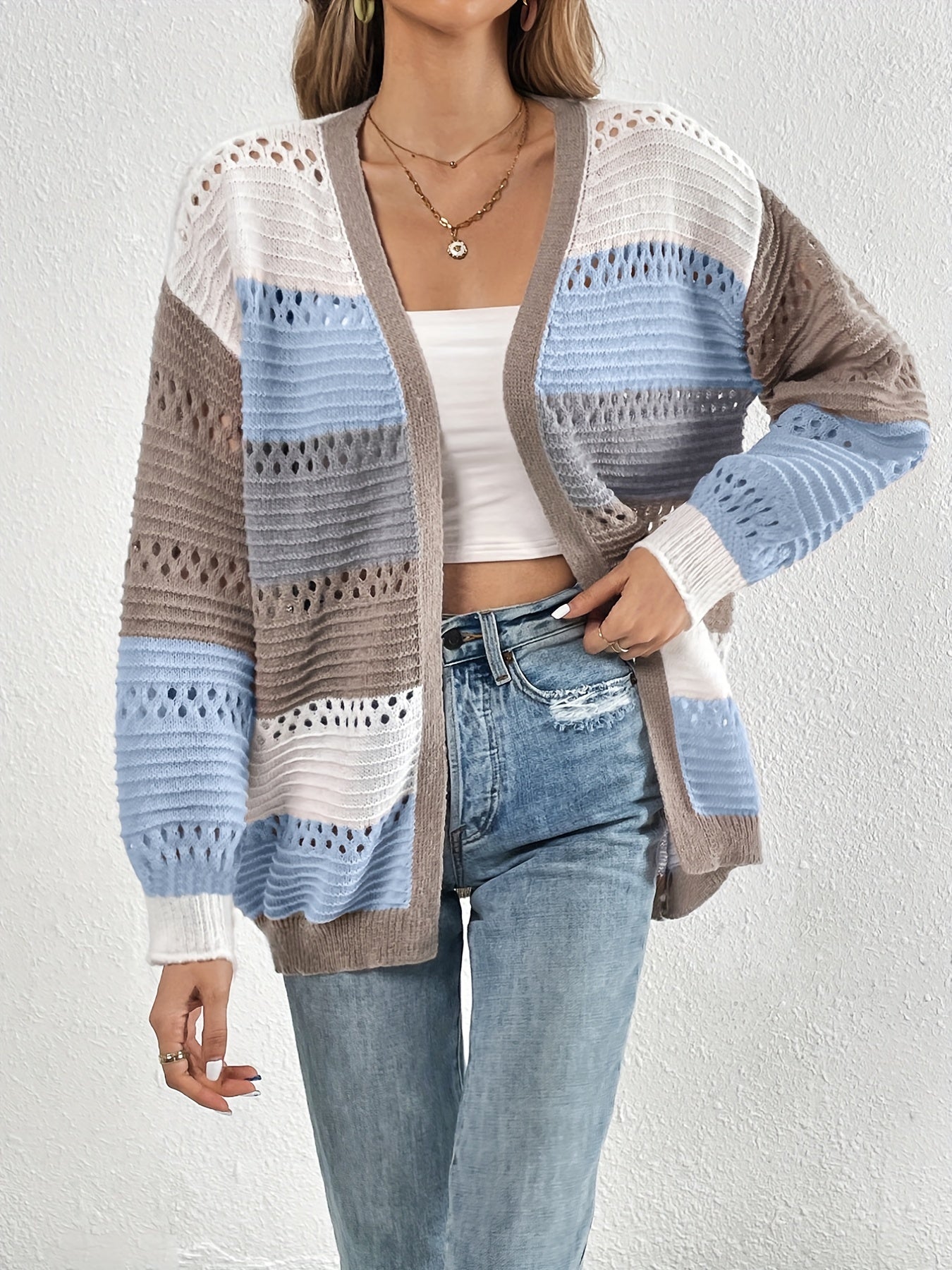 Warm Gestreepte Dames Winter Vest Gebreid