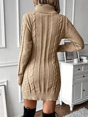 Robe pull mini col roulé chic pour femmes avec motif torsadé