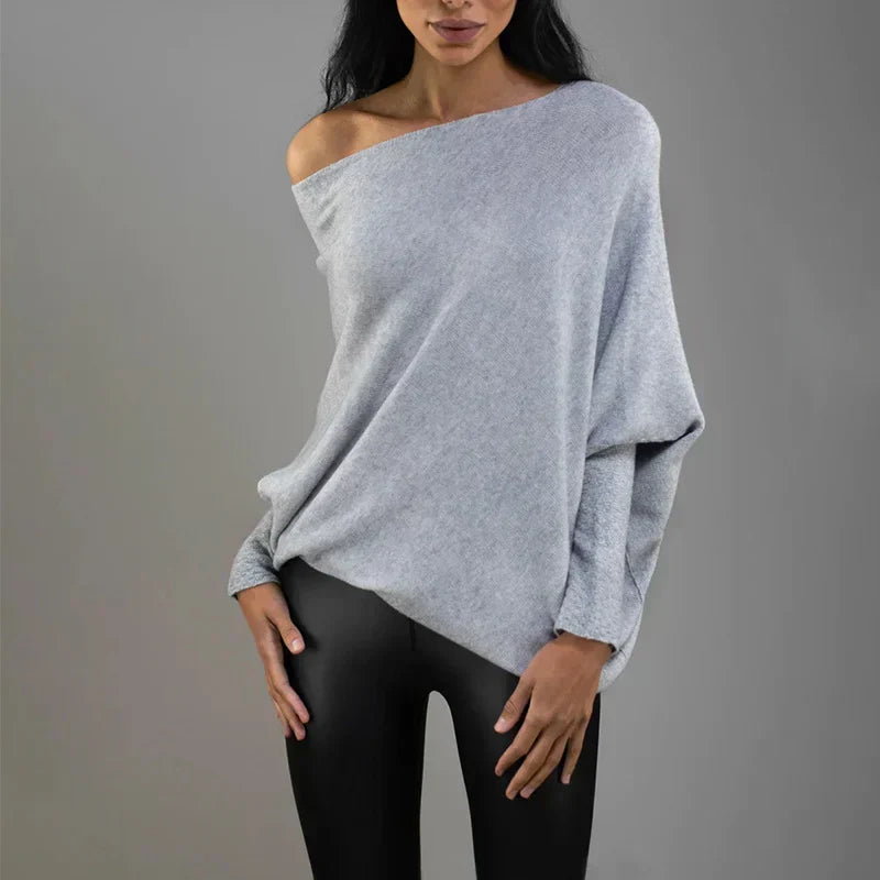 Oversized Gebreide Off Shoulder Trui voor Dames
