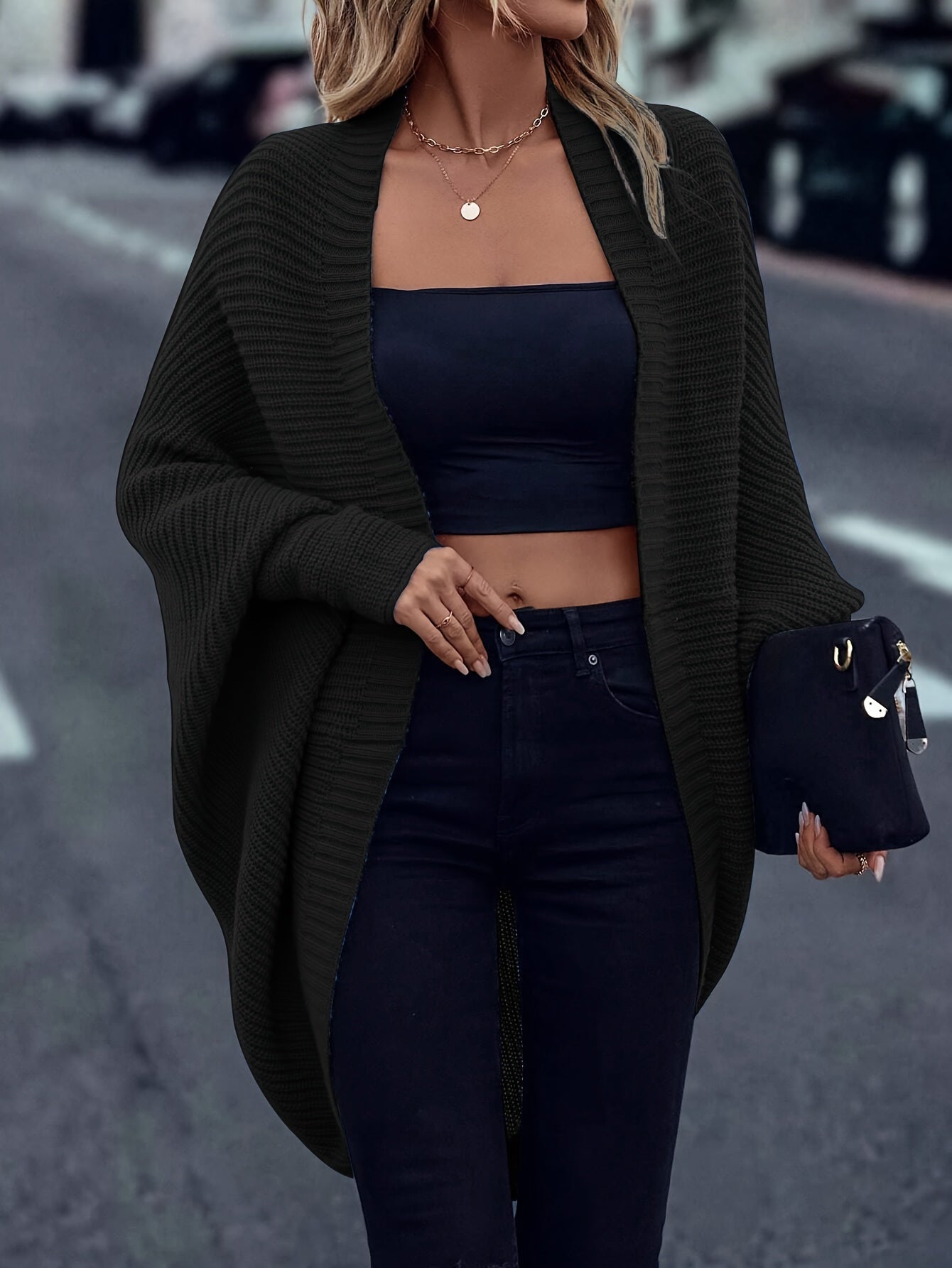 Zacht Oversized Vrouwen Openvallend Lichtgewicht Gebreid Vest