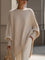 Dames Luxe Gebreide Trui met Ronde Hals en Asymmetrische Zoom
