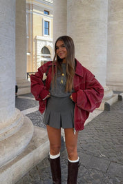 Rood Oversized Dames Bomberjack Stijlvol en Trendy