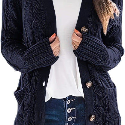 Kabelgebreid Warm Dames Vest Met Knopen
