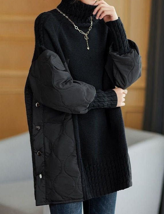 Hailey | Patchwork Pullover with Funnel Neck for Women