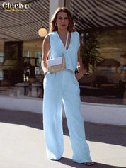 Women's Summer Set with Vest and Wide Pants