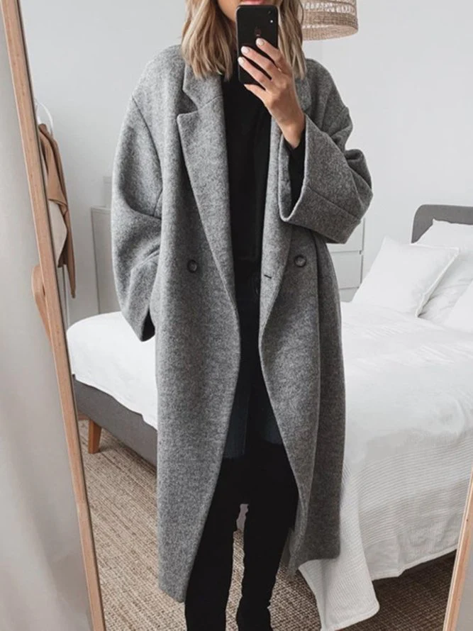 Chique Oversized Midi Dames Jas met Knopen