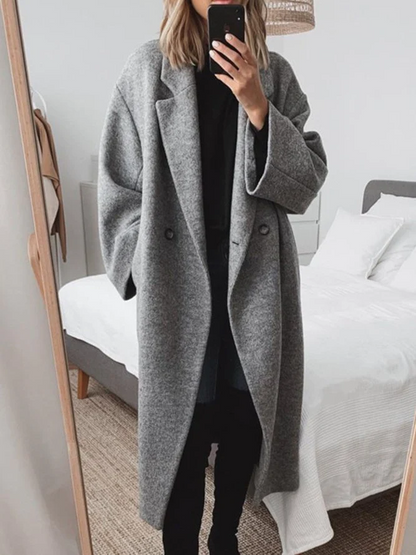 Chique Oversized Midi Dames Jas met Knopen