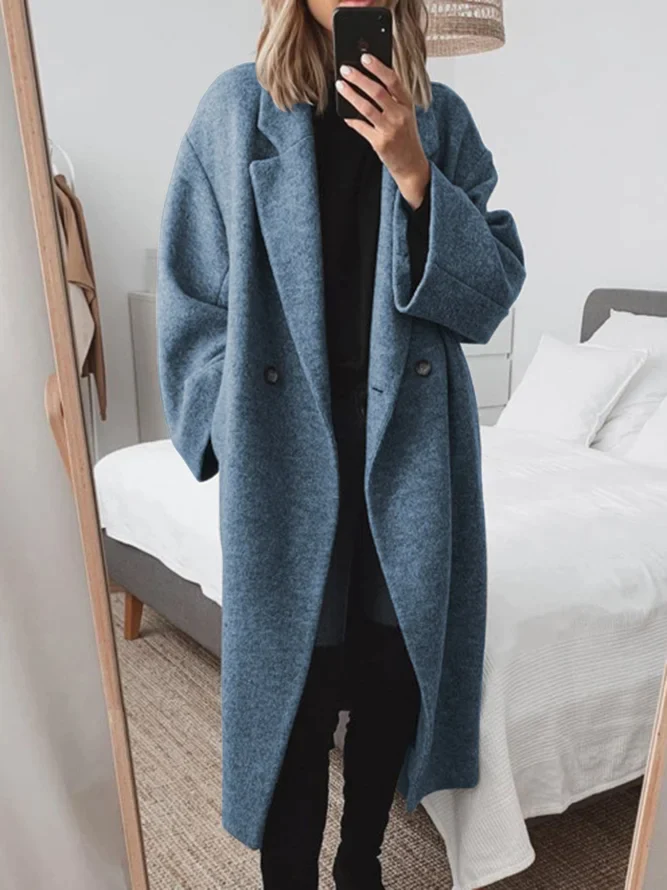 Chique Oversized Midi Dames Jas met Knopen