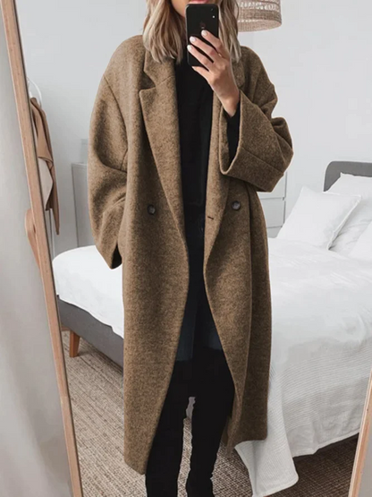 Chique Oversized Midi Dames Jas met Knopen