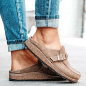 Comfortable Orthopedic Clogs with Cork Sole and Buckle for Women