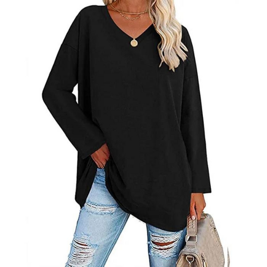 Casual Oversized Trui met V-Hals voor Dames