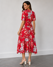 Cocktail Wrap Dress with V-Neck and Print for Women