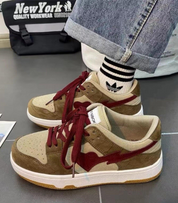 Women's Low Sneakers with Contrast Detail and Lace-Up Closure