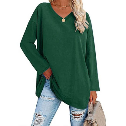 Casual Oversized Trui met V-Hals voor Dames
