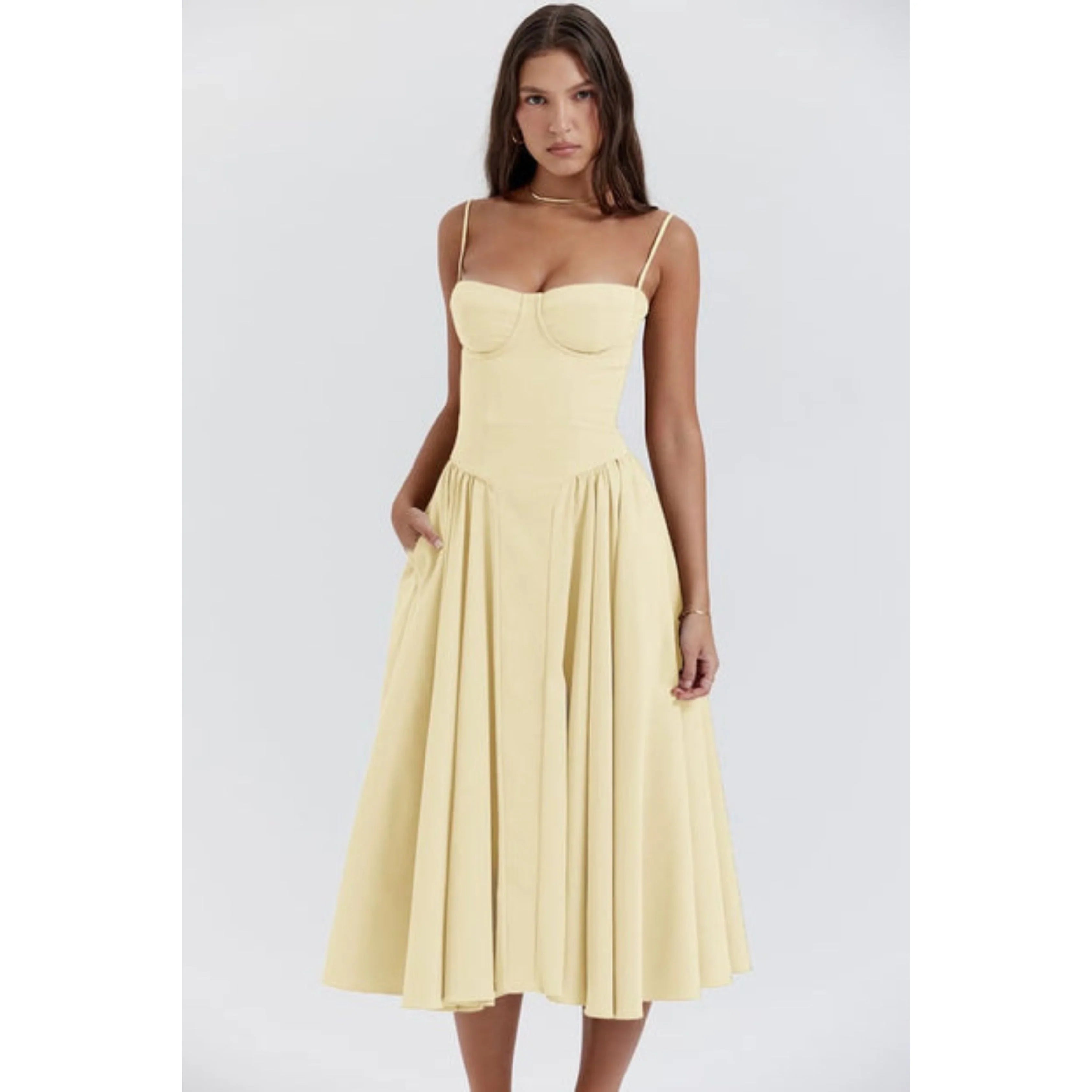 Robe midi élégante avec corset pour femmes