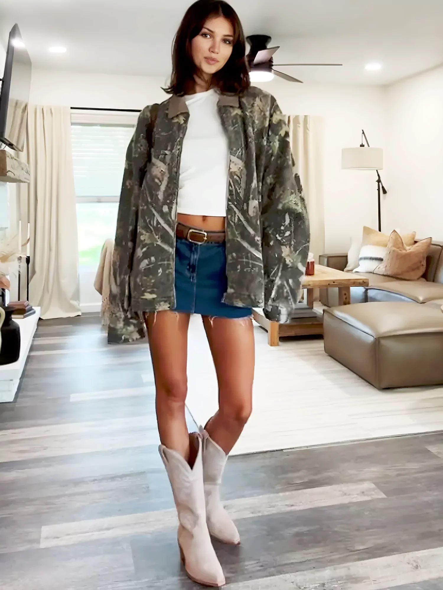 Dames Camouflage Oversized Overshirt met Knopen