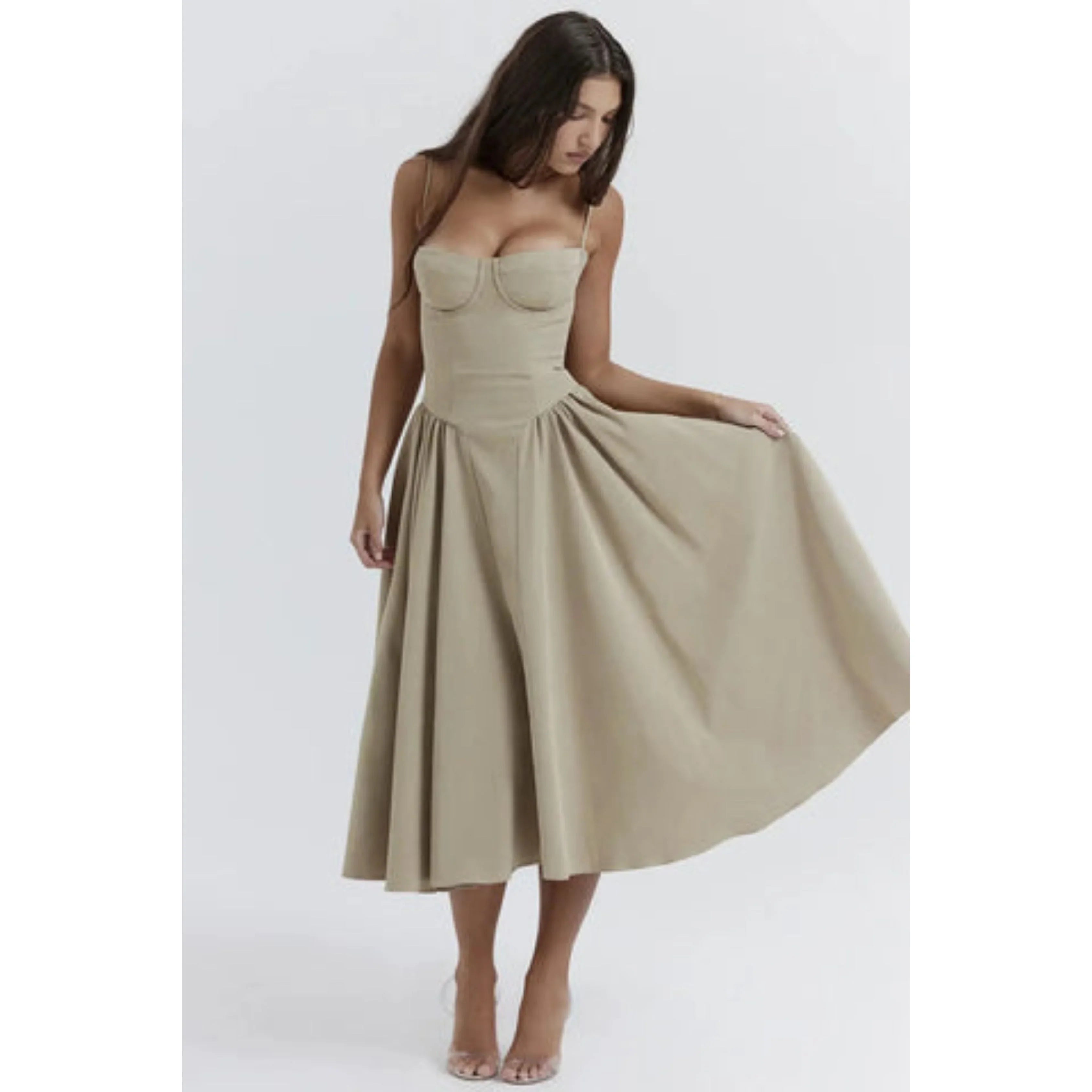 Robe midi élégante avec corset pour femmes