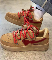 Women's Low Sneakers with Contrast Detail and Lace-Up Closure