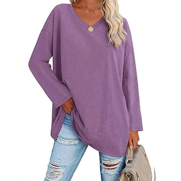 Casual Oversized Trui met V-Hals voor Dames