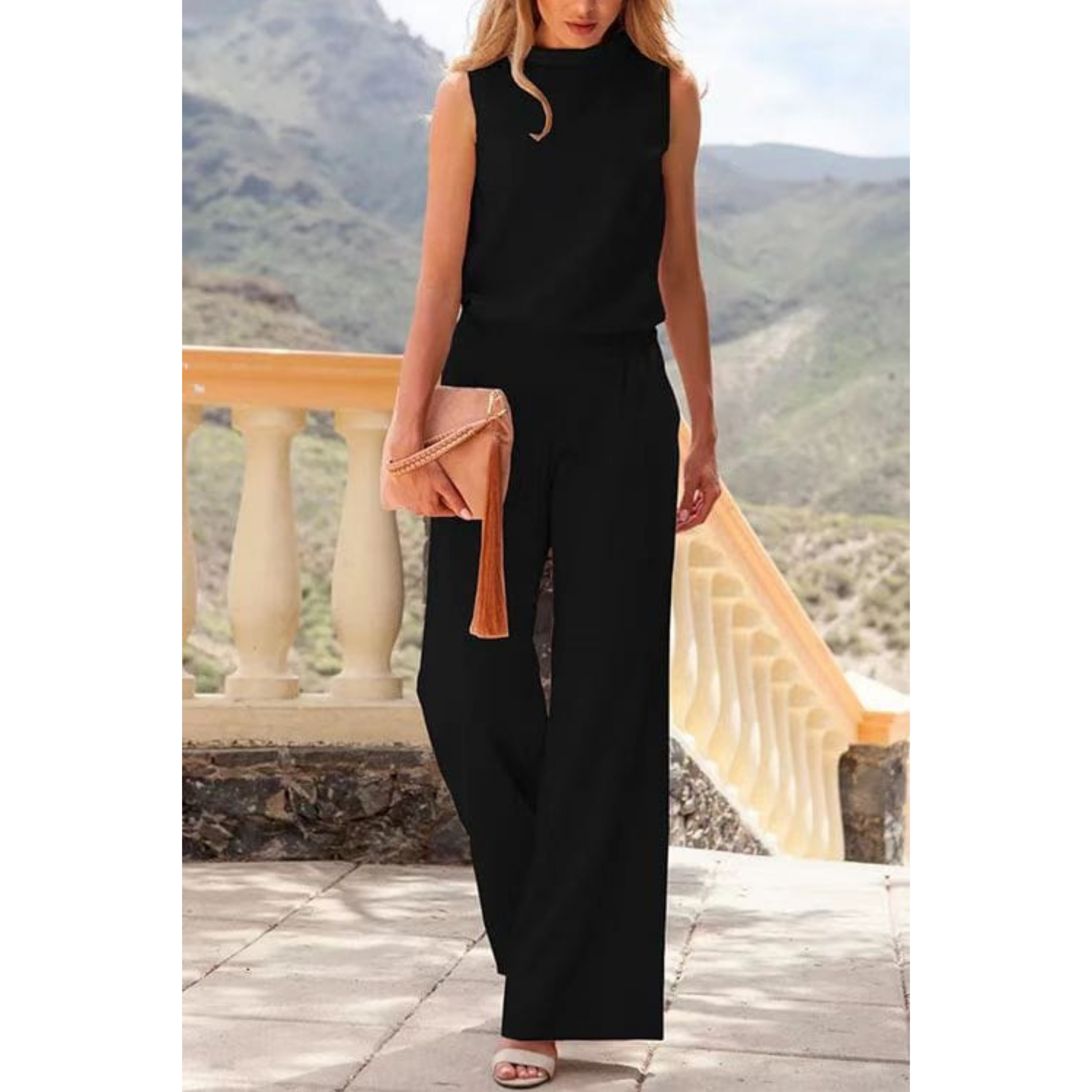 Combinaison sans manches à jambes larges pour femmes pour fête