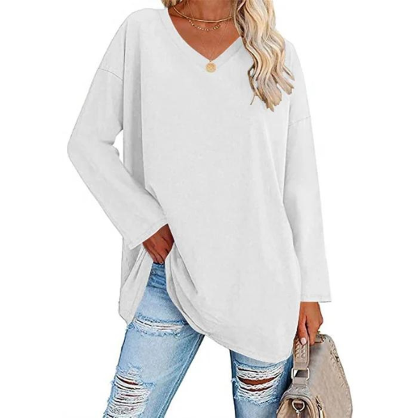 Casual Oversized Trui met V-Hals voor Dames