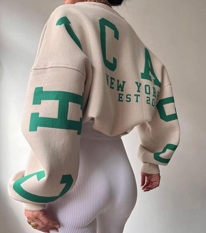 Comfortabele Oversized Dames Trui Met Letterprint