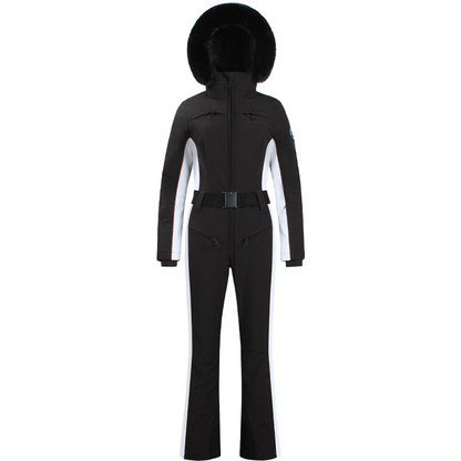 Winter Dames Slim Fit Skijumpsuit met Capuchon en Tailleceintuur