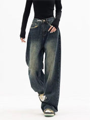 Nadja - Vintage Baggy Jeans met Washed Effect