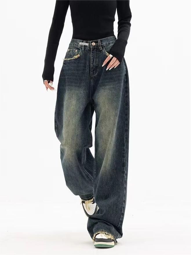 Nadja - Vintage Baggy Jeans met Washed Effect